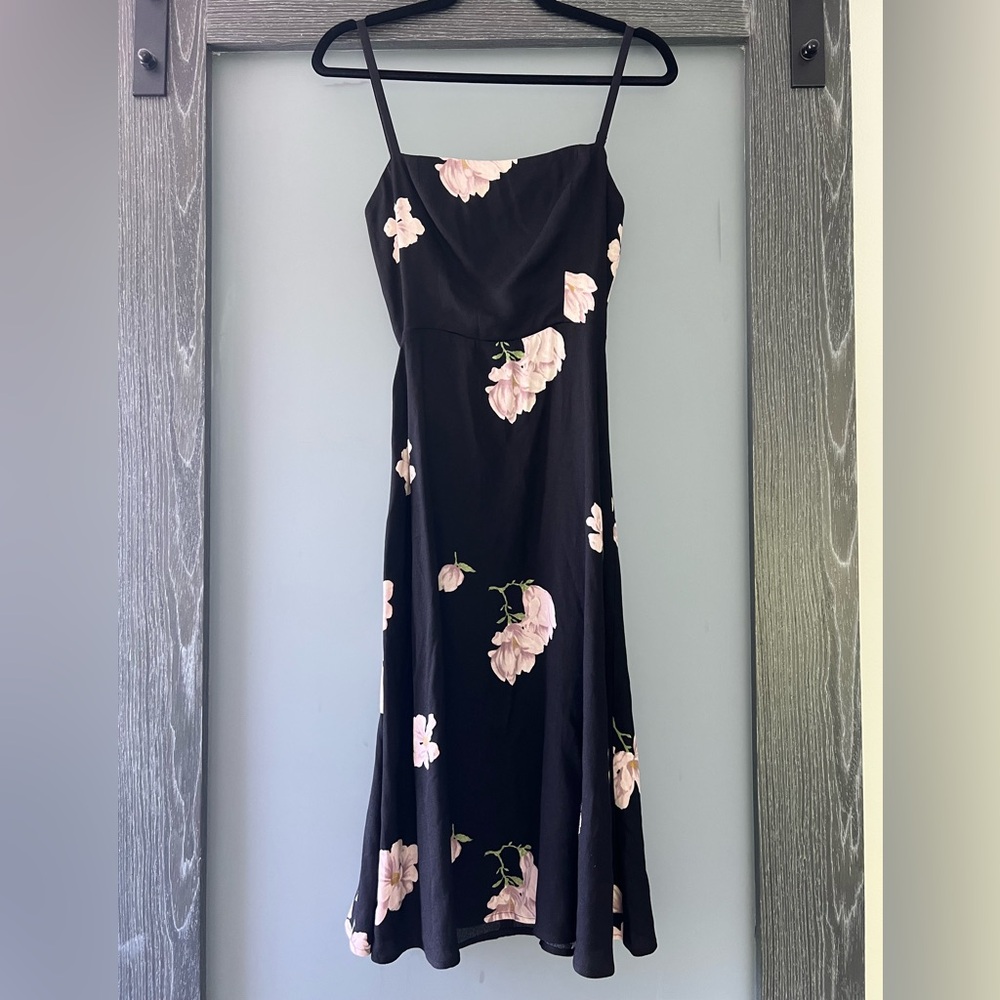 Reformation Black and Pink Spaghetti Strap Maxi Dress